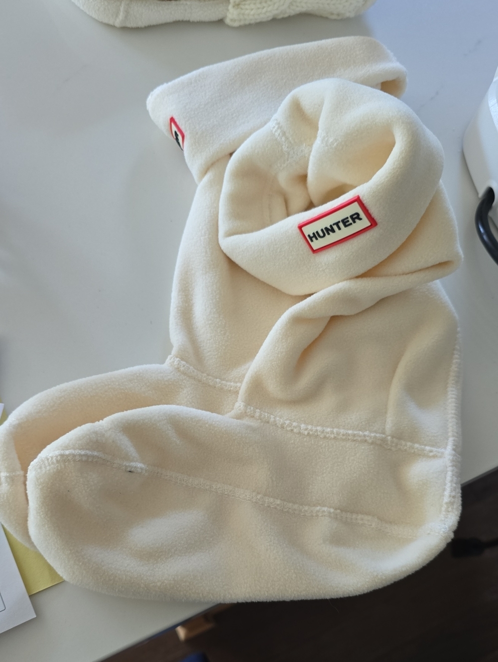 Hunter Cream Fleece Boot Liners with Logo Patch